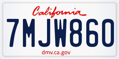 CA license plate 7MJW860