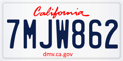 CA license plate 7MJW862