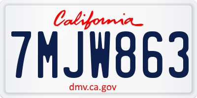 CA license plate 7MJW863