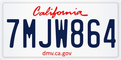 CA license plate 7MJW864