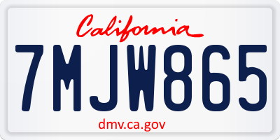 CA license plate 7MJW865