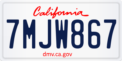 CA license plate 7MJW867