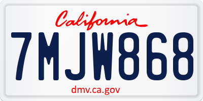 CA license plate 7MJW868