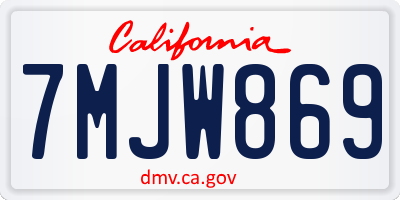 CA license plate 7MJW869