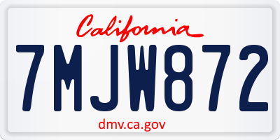 CA license plate 7MJW872