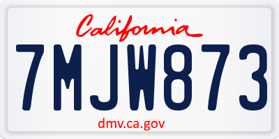 CA license plate 7MJW873