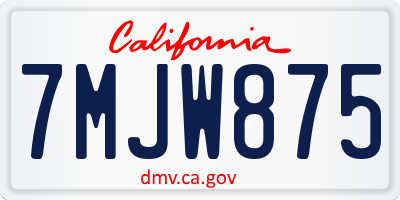 CA license plate 7MJW875