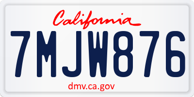 CA license plate 7MJW876