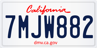 CA license plate 7MJW882