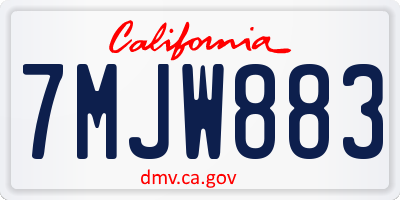 CA license plate 7MJW883