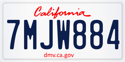 CA license plate 7MJW884