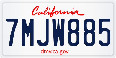 CA license plate 7MJW885