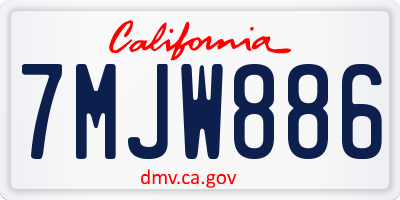 CA license plate 7MJW886