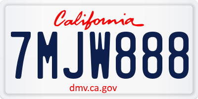 CA license plate 7MJW888