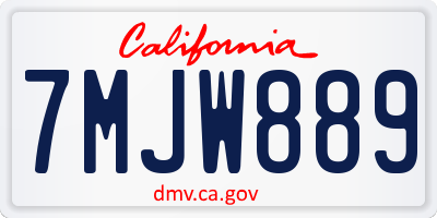 CA license plate 7MJW889