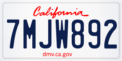 CA license plate 7MJW892