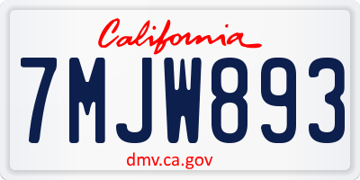 CA license plate 7MJW893