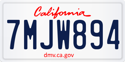CA license plate 7MJW894