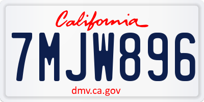 CA license plate 7MJW896