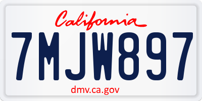 CA license plate 7MJW897