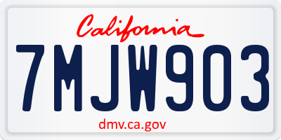 CA license plate 7MJW903