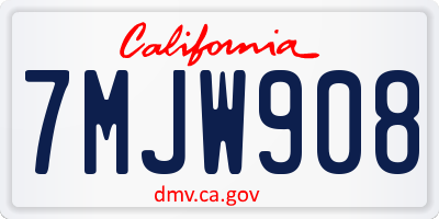 CA license plate 7MJW908