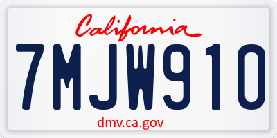 CA license plate 7MJW910