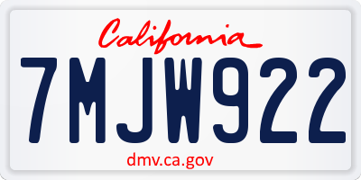 CA license plate 7MJW922