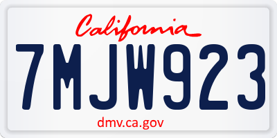 CA license plate 7MJW923