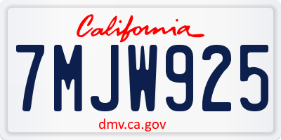 CA license plate 7MJW925