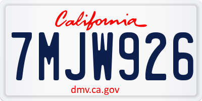 CA license plate 7MJW926