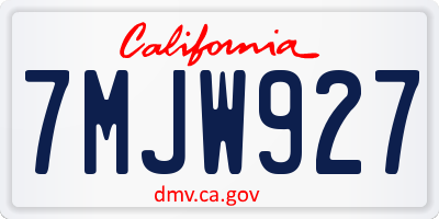 CA license plate 7MJW927