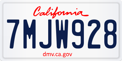 CA license plate 7MJW928