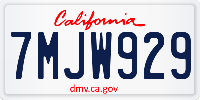 CA license plate 7MJW929