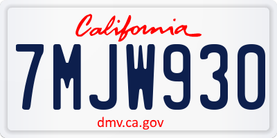 CA license plate 7MJW930