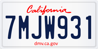 CA license plate 7MJW931
