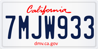 CA license plate 7MJW933