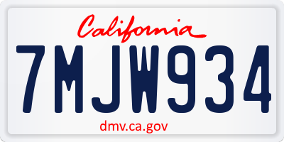 CA license plate 7MJW934