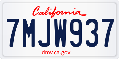 CA license plate 7MJW937
