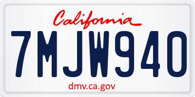 CA license plate 7MJW940