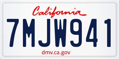 CA license plate 7MJW941
