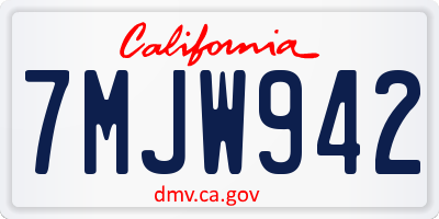 CA license plate 7MJW942