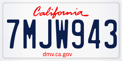 CA license plate 7MJW943