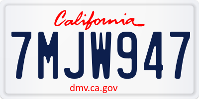 CA license plate 7MJW947