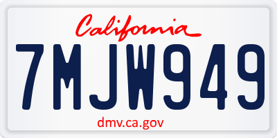 CA license plate 7MJW949