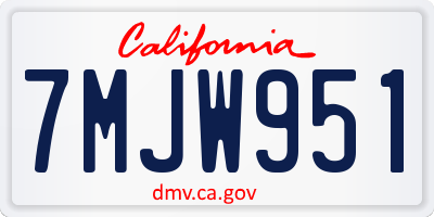 CA license plate 7MJW951