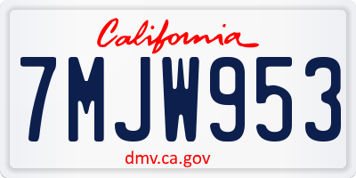 CA license plate 7MJW953