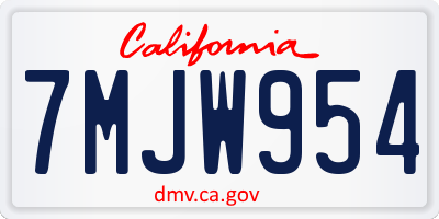 CA license plate 7MJW954