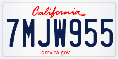 CA license plate 7MJW955