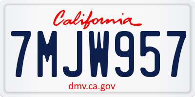 CA license plate 7MJW957